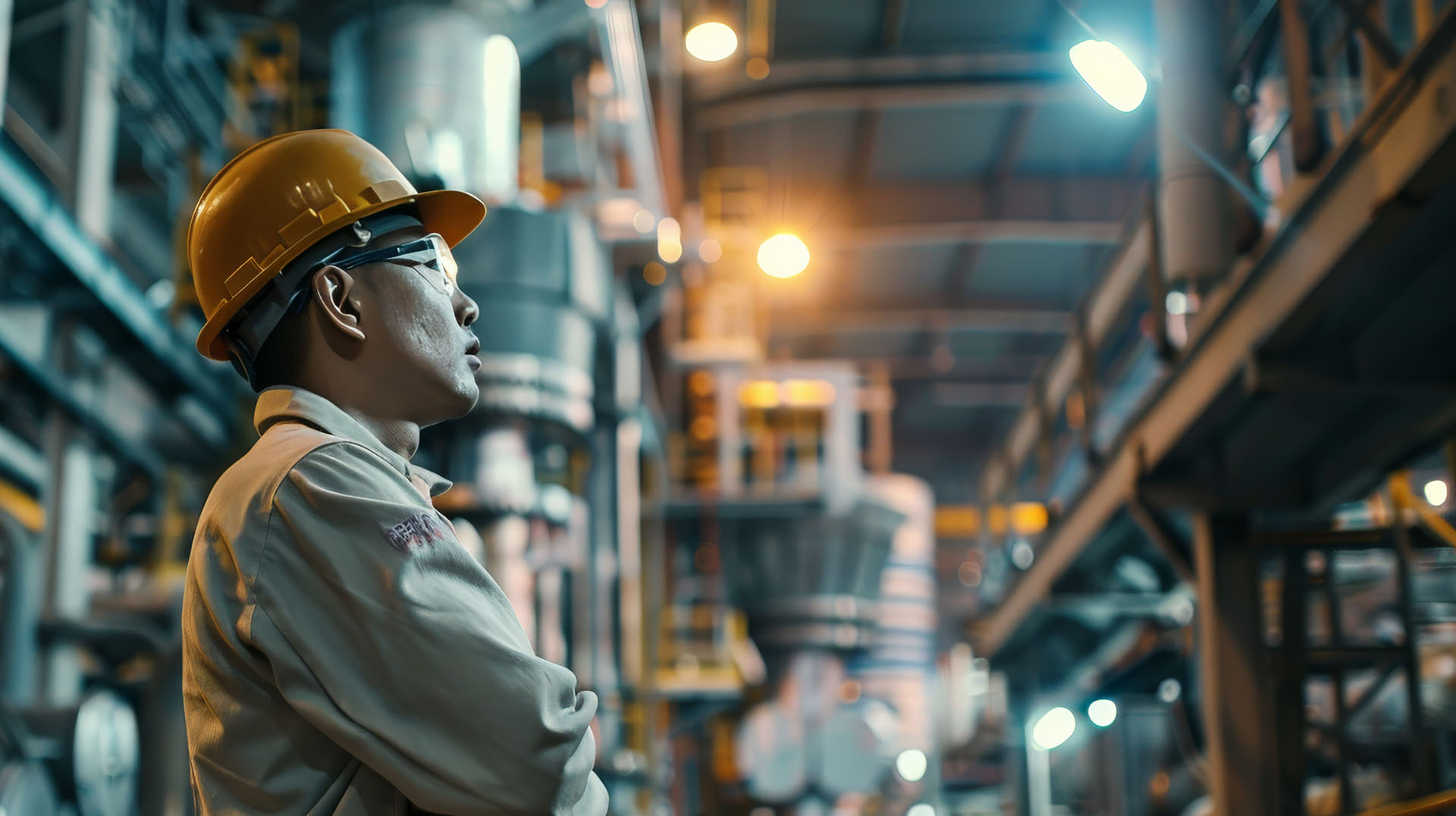 Imagen de un trabajador en un área de trabajo industrial.